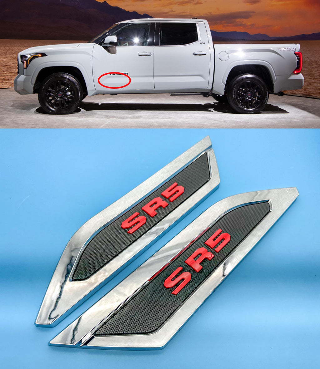 Red Black Chrome Door Side Body Molding Trim For 2022-2025 Toyota Tundra SR5