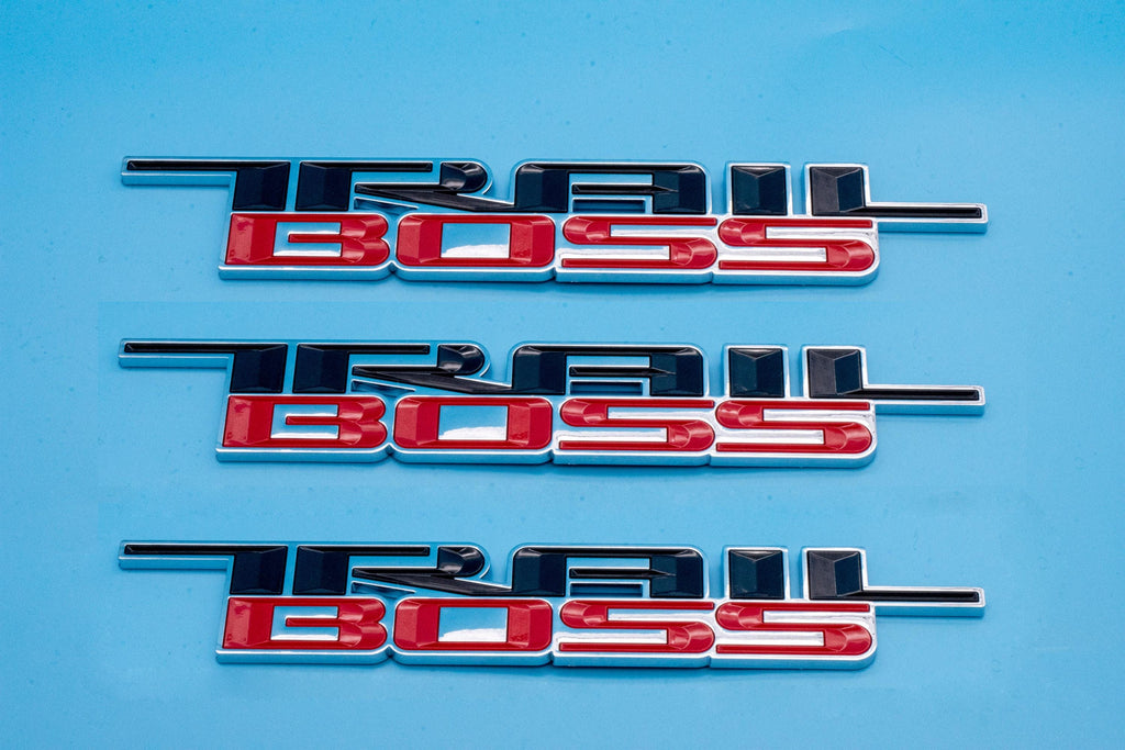 Custom 1/8" Thick Trailboss Bedside Emblem Badge with Adhesive - 12'' x 1.8'' - ABS Plastic