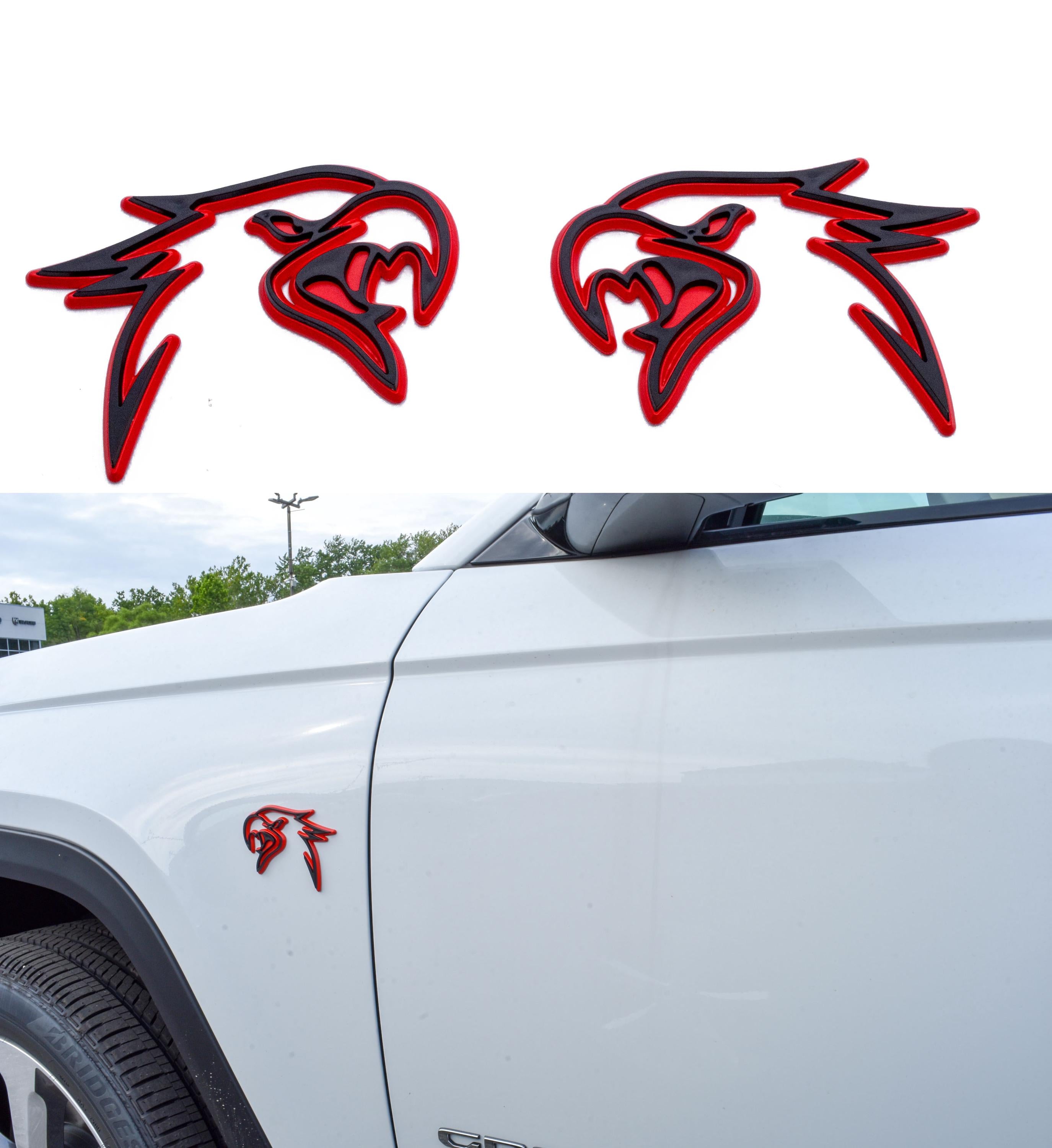 Black on Red Double Layer Eagle Hawk Fender Badges Emblem 4x3in | 2-Pack Aggressive Fits Jeep Dodge Chrysler