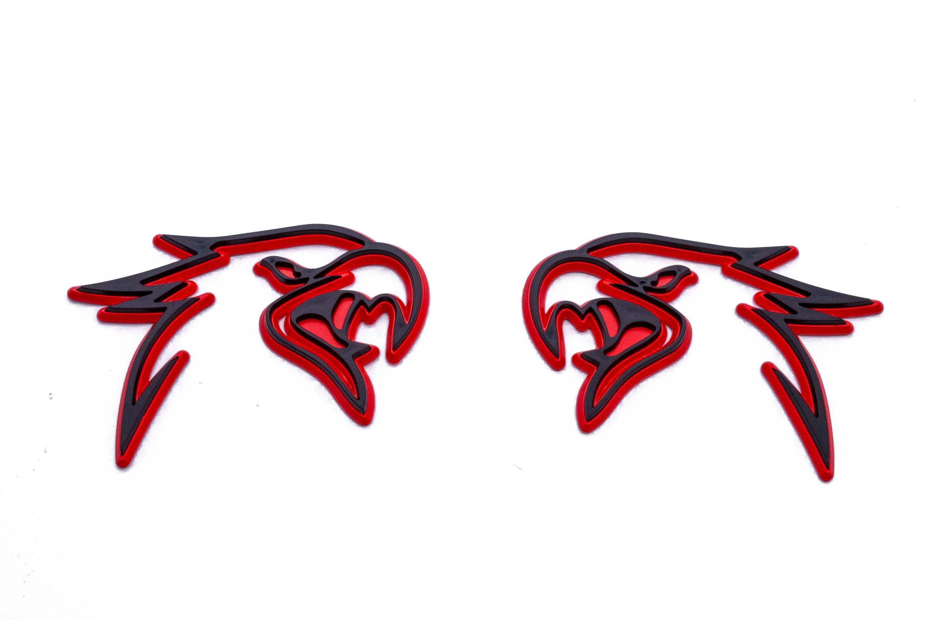 Black on Red Double Layer Eagle Hawk Fender Badges Emblem 4x3in | 2-Pack Aggressive Fits Jeep Dodge Chrysler