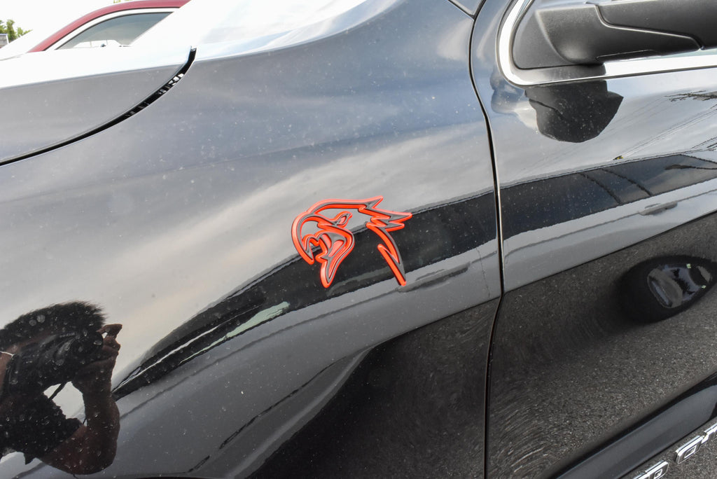 Black on Red Double Layer Eagle Hawk Fender Badges Emblem 4x3in | 2-Pack Aggressive Fits Jeep Dodge Chrysler