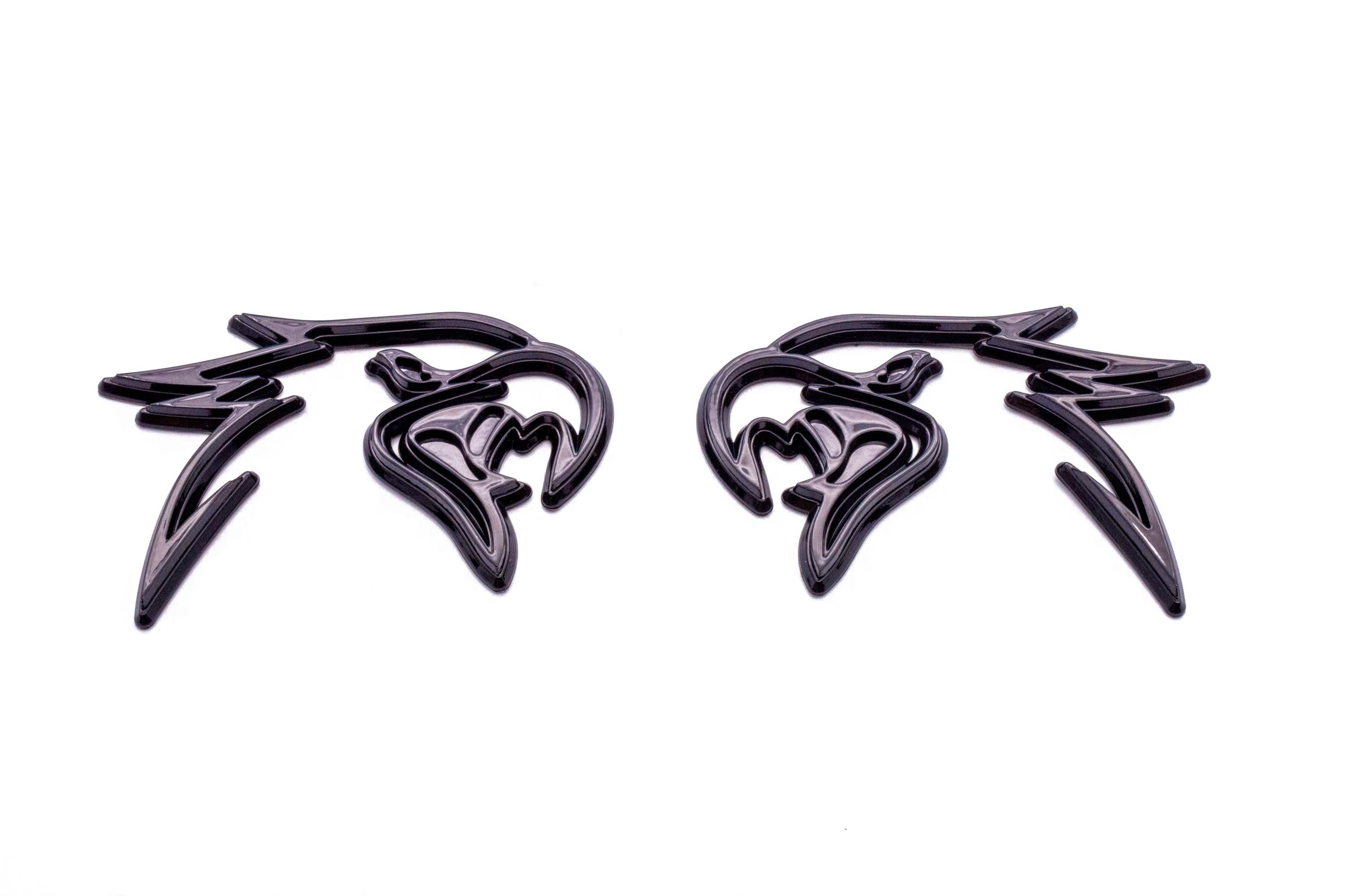 Gloss Black Double Layer Eagle Hawk Fender Badges Emblem 4x3in | 2-Pack Aggressive Fits Jeep Dodge Chrysler