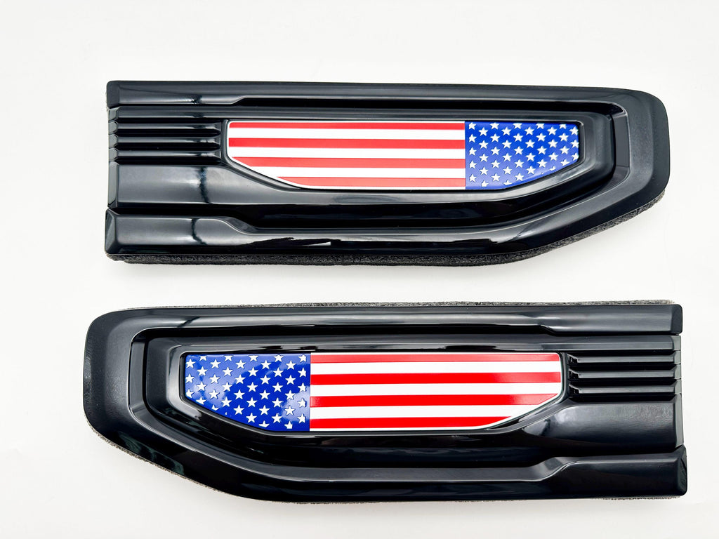 Color Flag emblem Fit For 19-24 GMC Sierra 1500 6.2L V8 Duramax / 5.3L V8 Fender Vent Emblem Kit Black 86532094 5.3L V8 Fender Badge Set