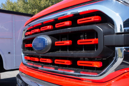 Gloss Race Red Grille Insert Trim Compatible with 2021-2023 Ford F-150 XL/XLT - Adhesive Backed Custom Fit Overlay