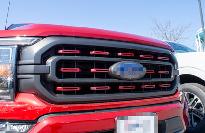 Rapid Red Metallic Grille Insert Trim Compatible with 2021-2023 Ford F-150 XL/XLT - Adhesive Backed Custom Fit Overlay
