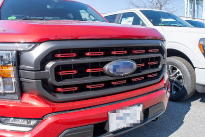 Rapid Red Metallic Grille Insert Trim Compatible with 2021-2023 Ford F-150 XL/XLT - Adhesive Backed Custom Fit Overlay