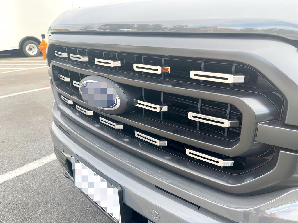 Chrome Grille Insert Trim Compatible with 2021-2023 Ford F-150 XL/XLT - Adhesive Backed Custom Fit Overlay