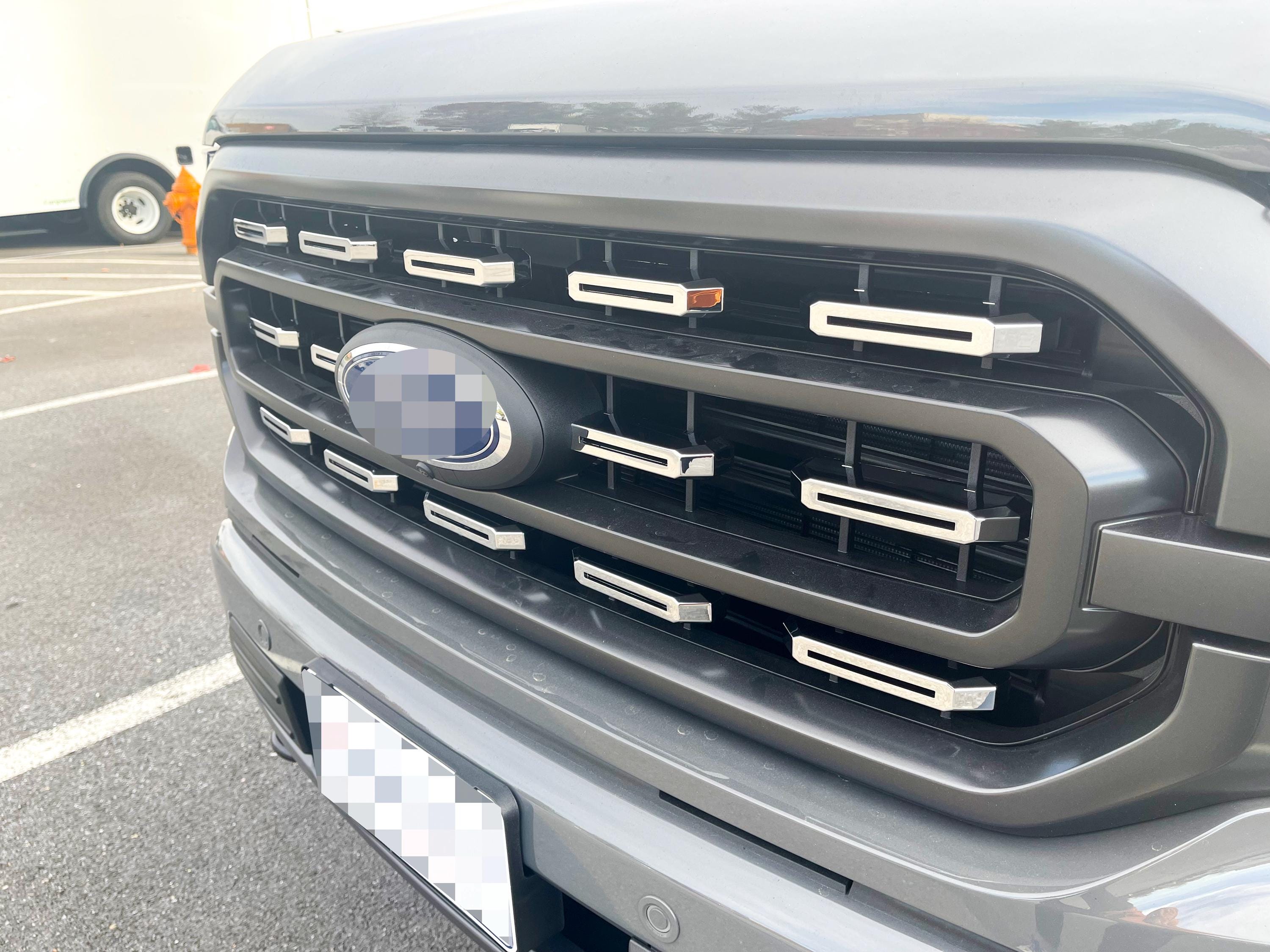 Chrome Grille Insert Trim Compatible with 2021-2023 Ford F-150 XL/XLT - Adhesive Backed Custom Fit Overlay
