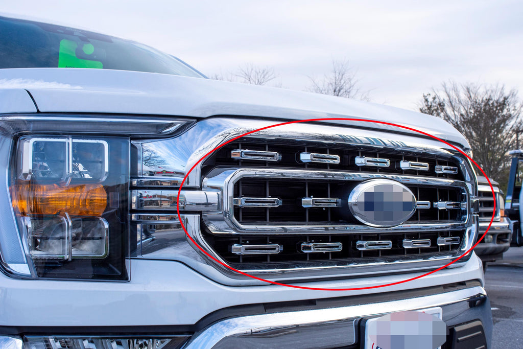 Chrome Grille Insert Trim Compatible with 2021-2023 Ford F-150 XL/XLT - Adhesive Backed Custom Fit Overlay