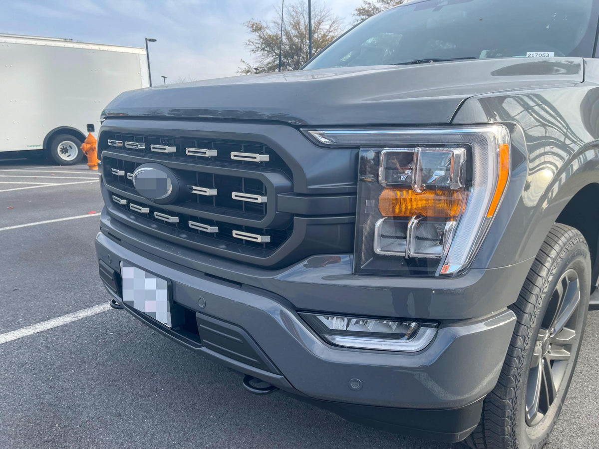 Chrome Grille Insert Trim Compatible with 2021-2023 Ford F-150 XL/XLT - Adhesive Backed Custom Fit Overlay