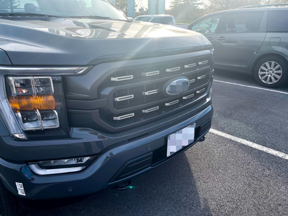 Chrome Grille Insert Trim Compatible with 2021-2023 Ford F-150 XL/XLT - Adhesive Backed Custom Fit Overlay