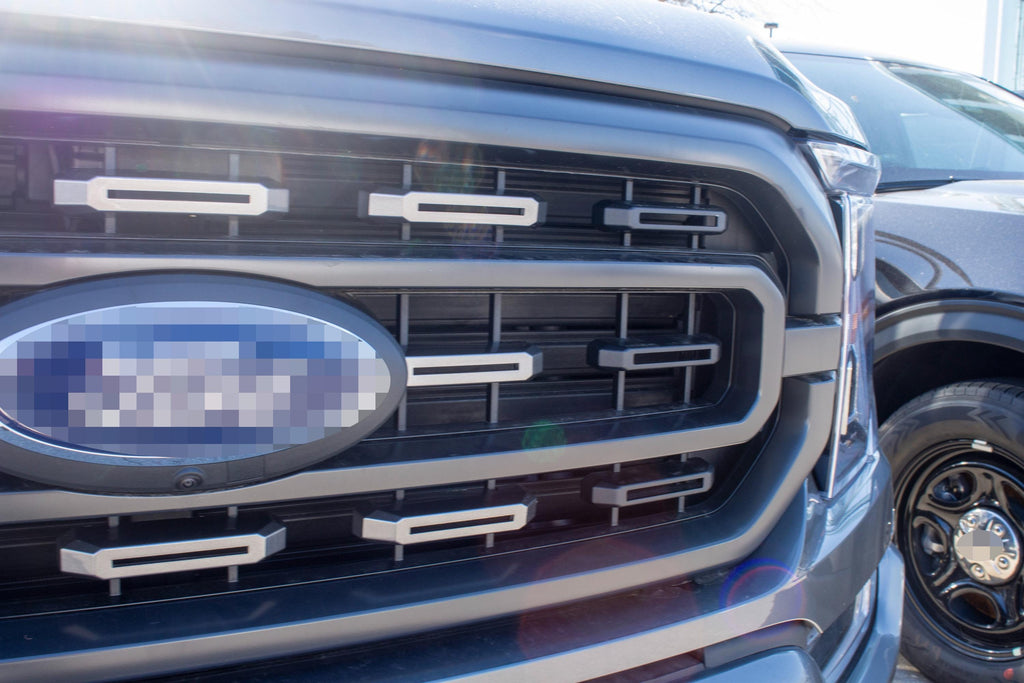 Carbonized Gray Metallic Grille Insert Trim Compatible with 2021-2023 Ford F-150 XL/XLT - Adhesive Backed Custom Fit Overlay