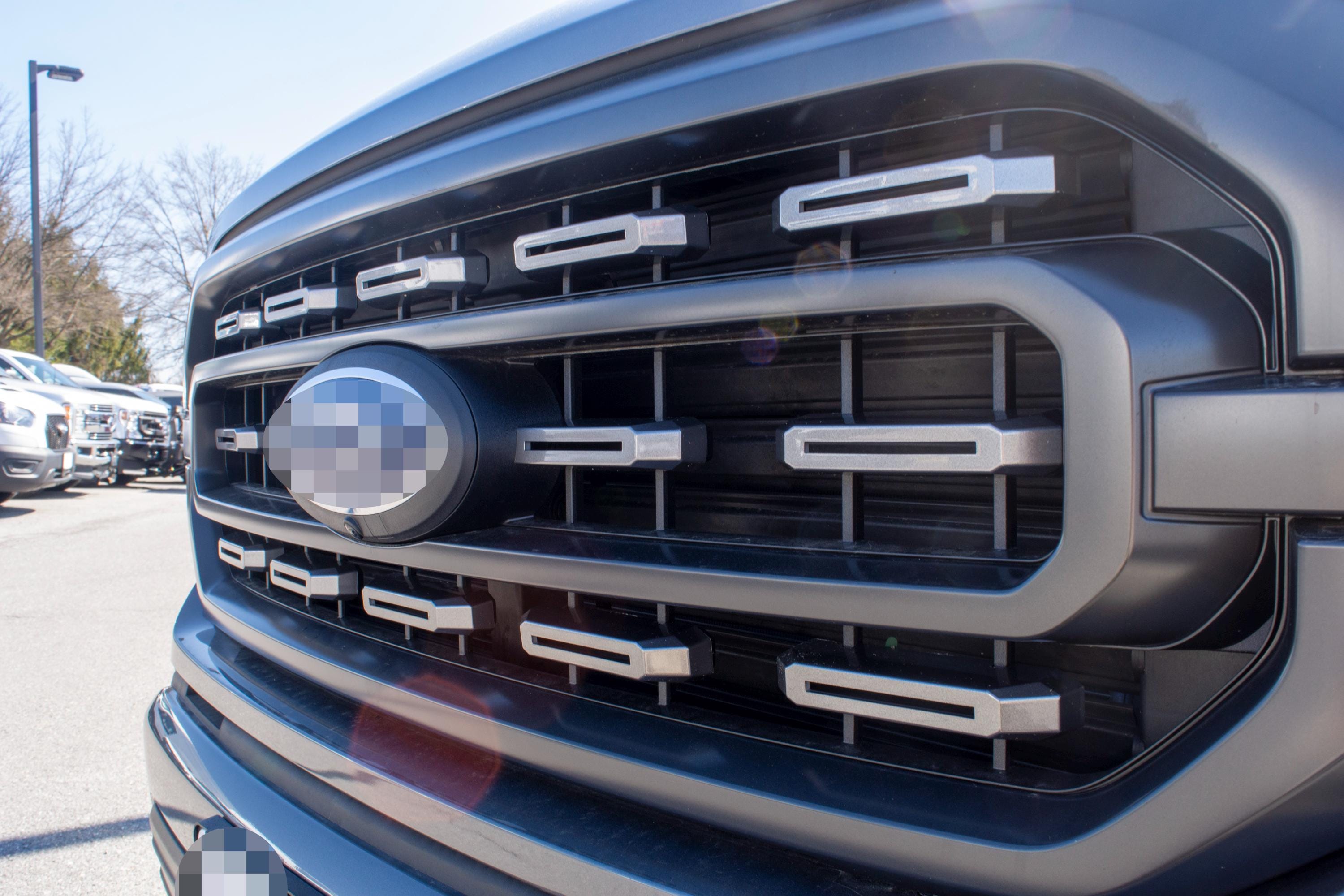 Carbonized Gray Metallic Grille Insert Trim Compatible with 2021-2023 Ford F-150 XL/XLT - Adhesive Backed Custom Fit Overlay