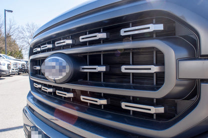 Carbonized Gray Metallic Grille Insert Trim Compatible with 2021-2023 Ford F-150 XL/XLT - Adhesive Backed Custom Fit Overlay