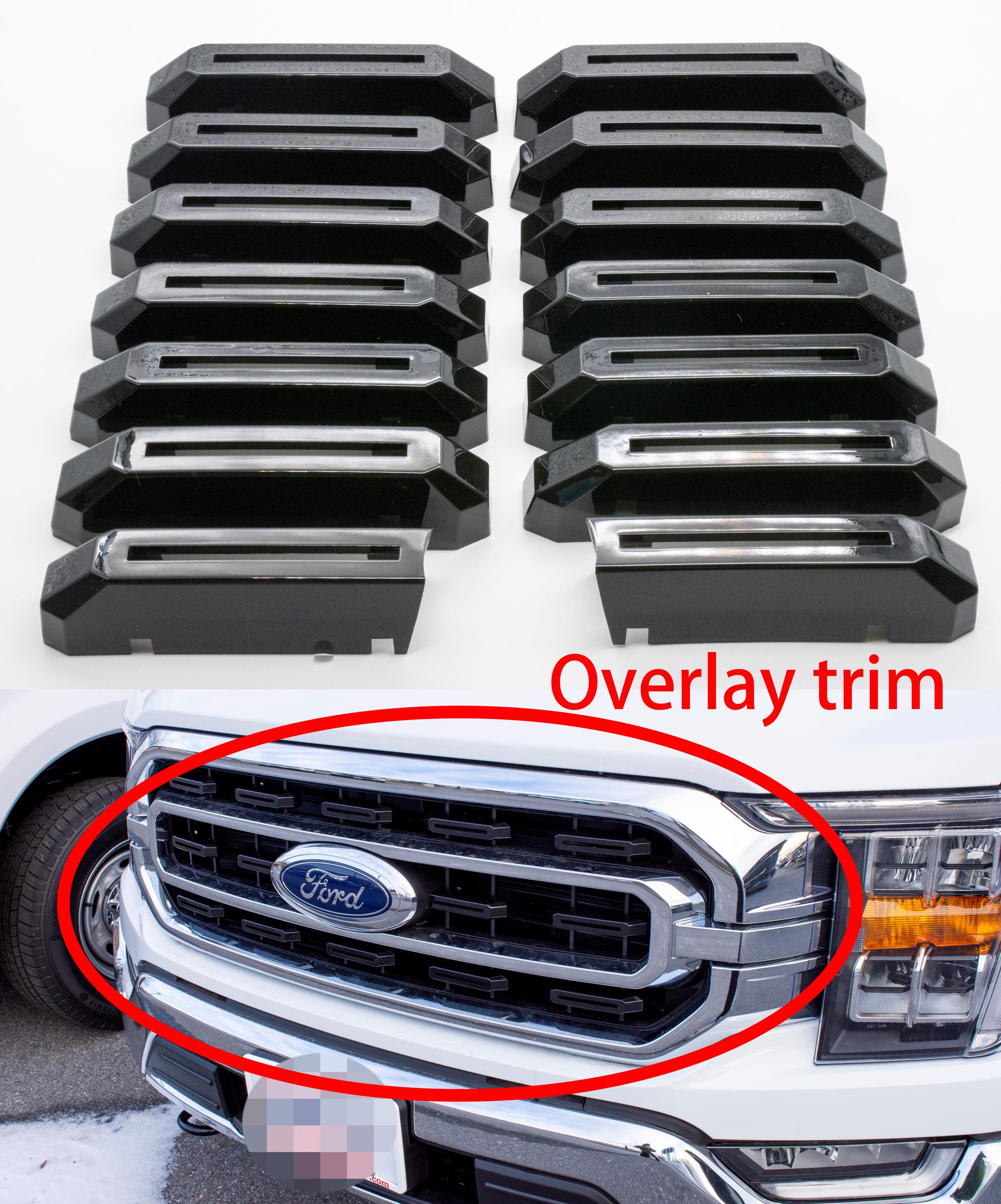 Chrome Grille Insert Trim Compatible with 2021-2023 Ford F-150 XL/XLT - Adhesive Backed Custom Fit Overlay