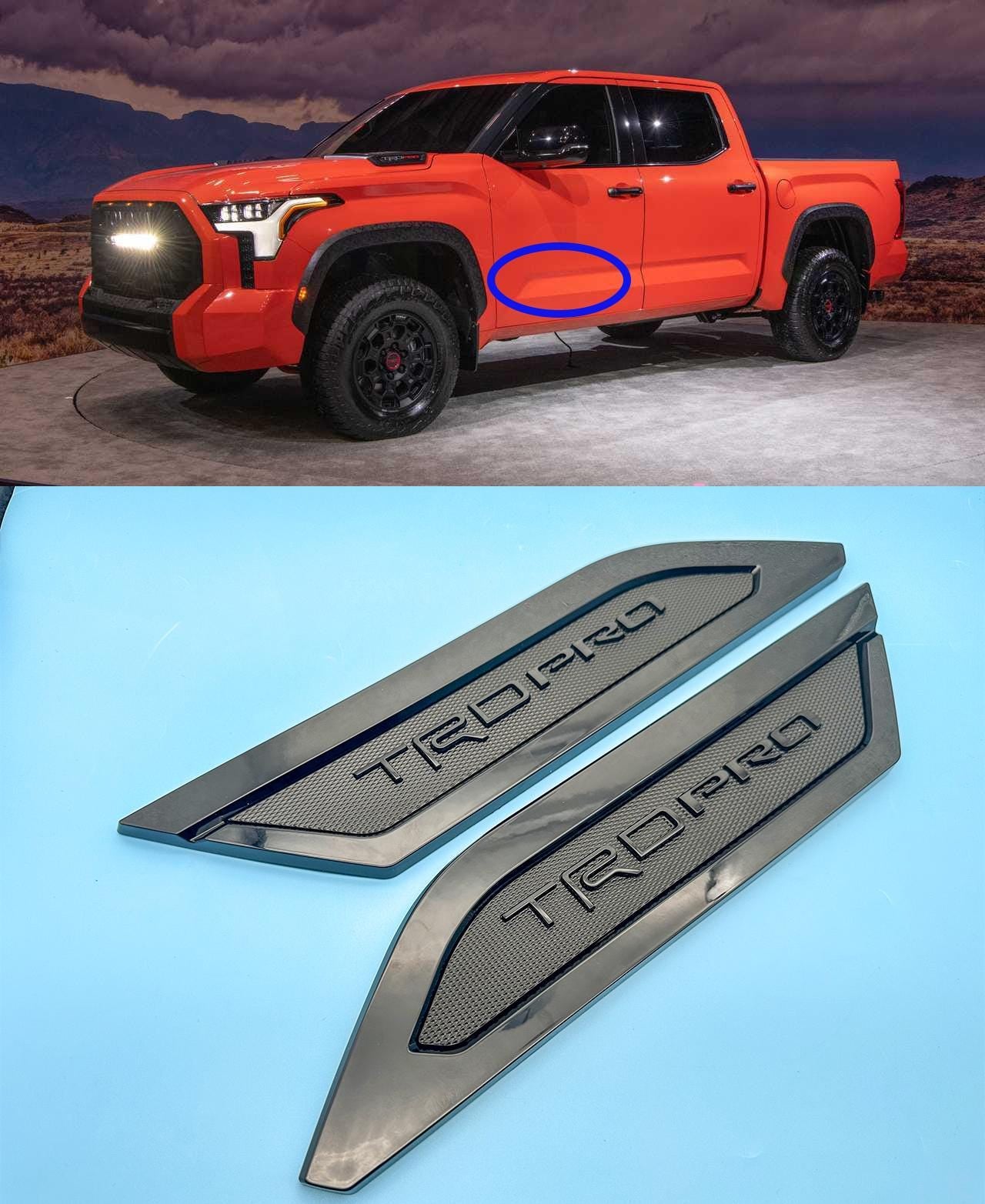 Gloss Black Door Side Body Molding Trim For 2022-2025 Toyota Tundra TRD PRO