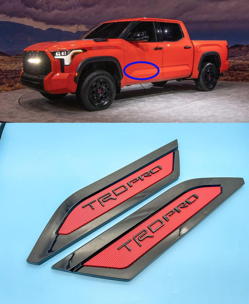 Red Black Door Side Body Molding Trim For 2022-2025 Toyota Tundra TRD PRO