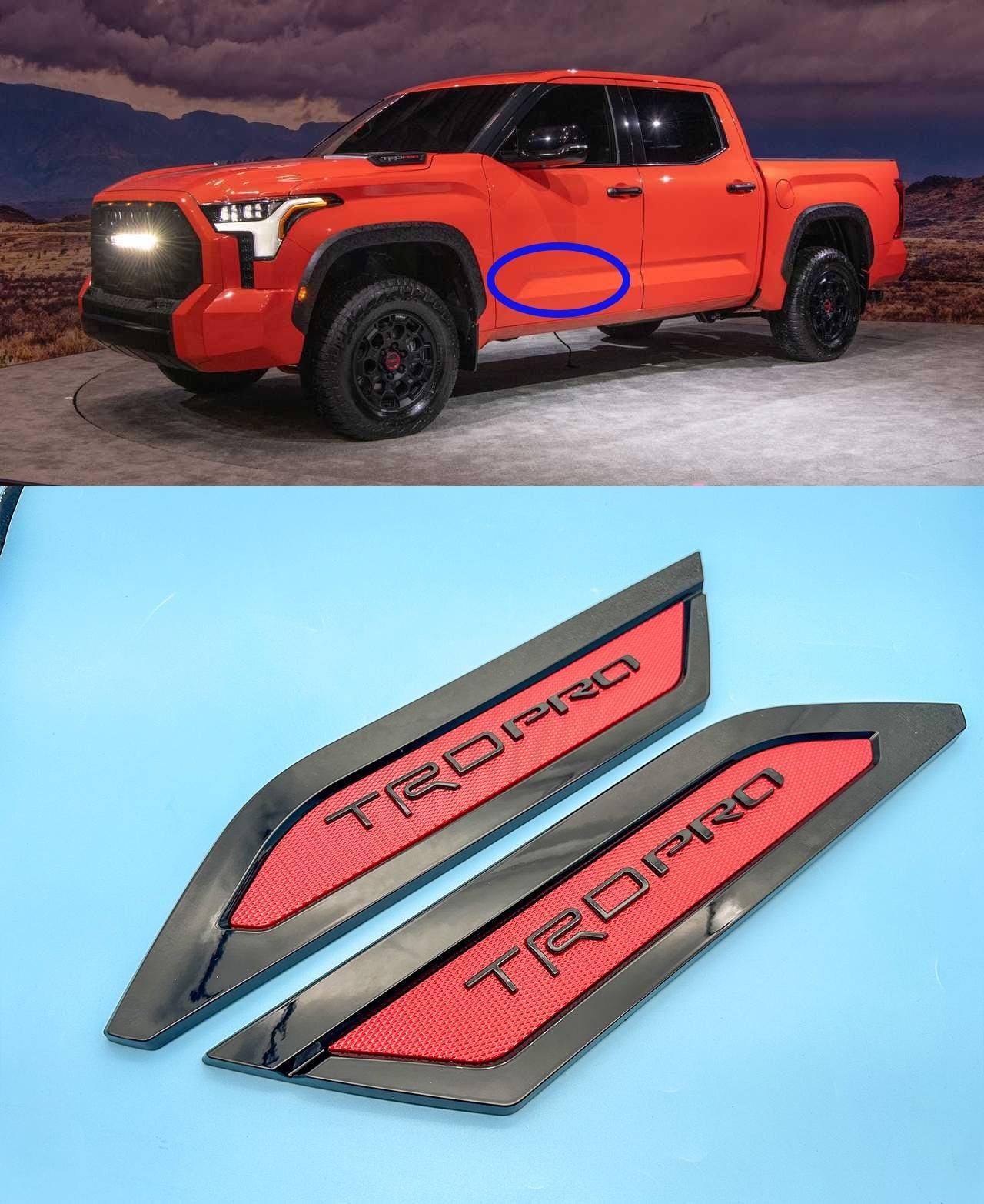 Red Black Door Side Body Molding Trim For 2022-2025 Toyota Tundra TRD PRO