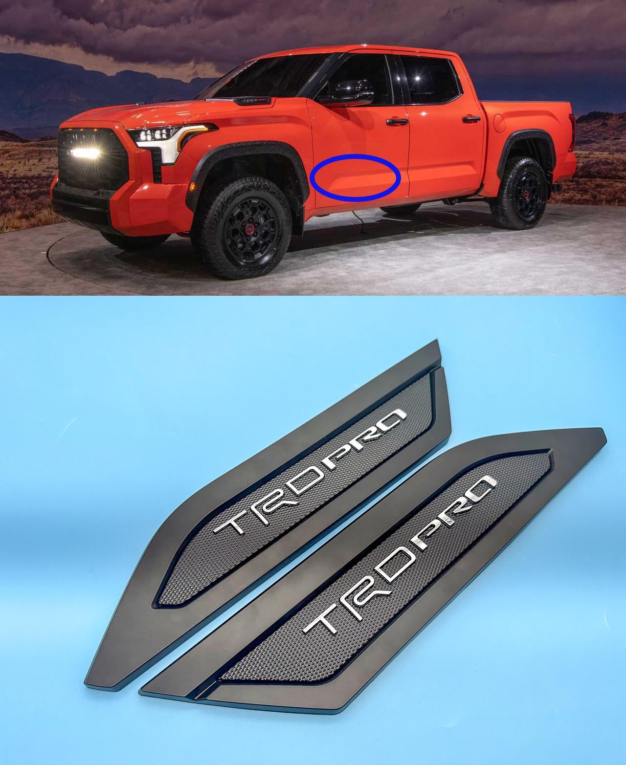 Matte Black Door Side Body Molding Trim For 2022-2025 Toyota Tundra TRD PRO