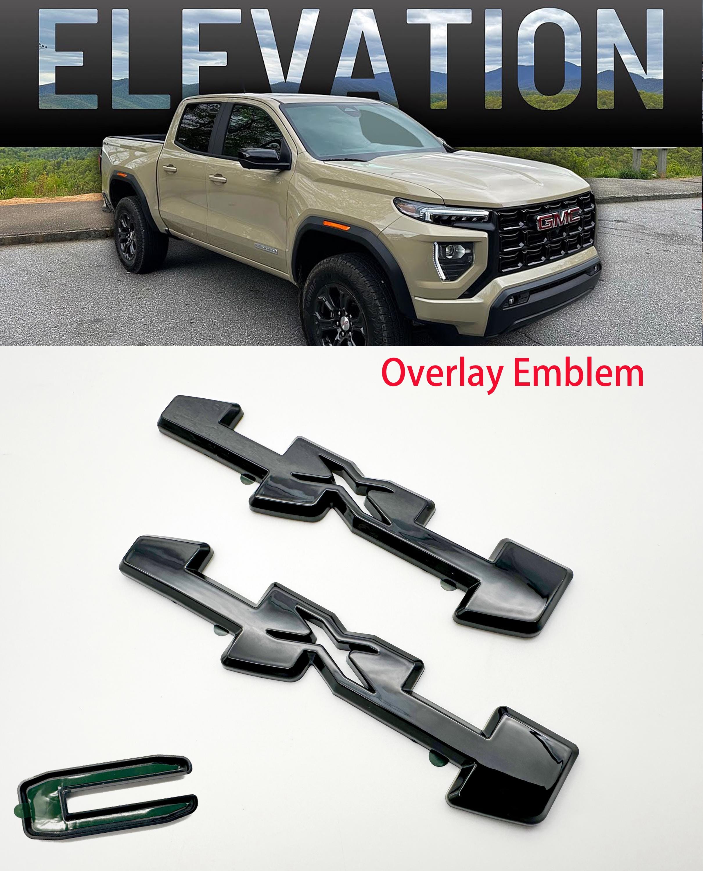 Gloss Black 4X4 Side Bed Overlay Emblems - Fit 2023+ GMC Canyon - Durable & Easy Install