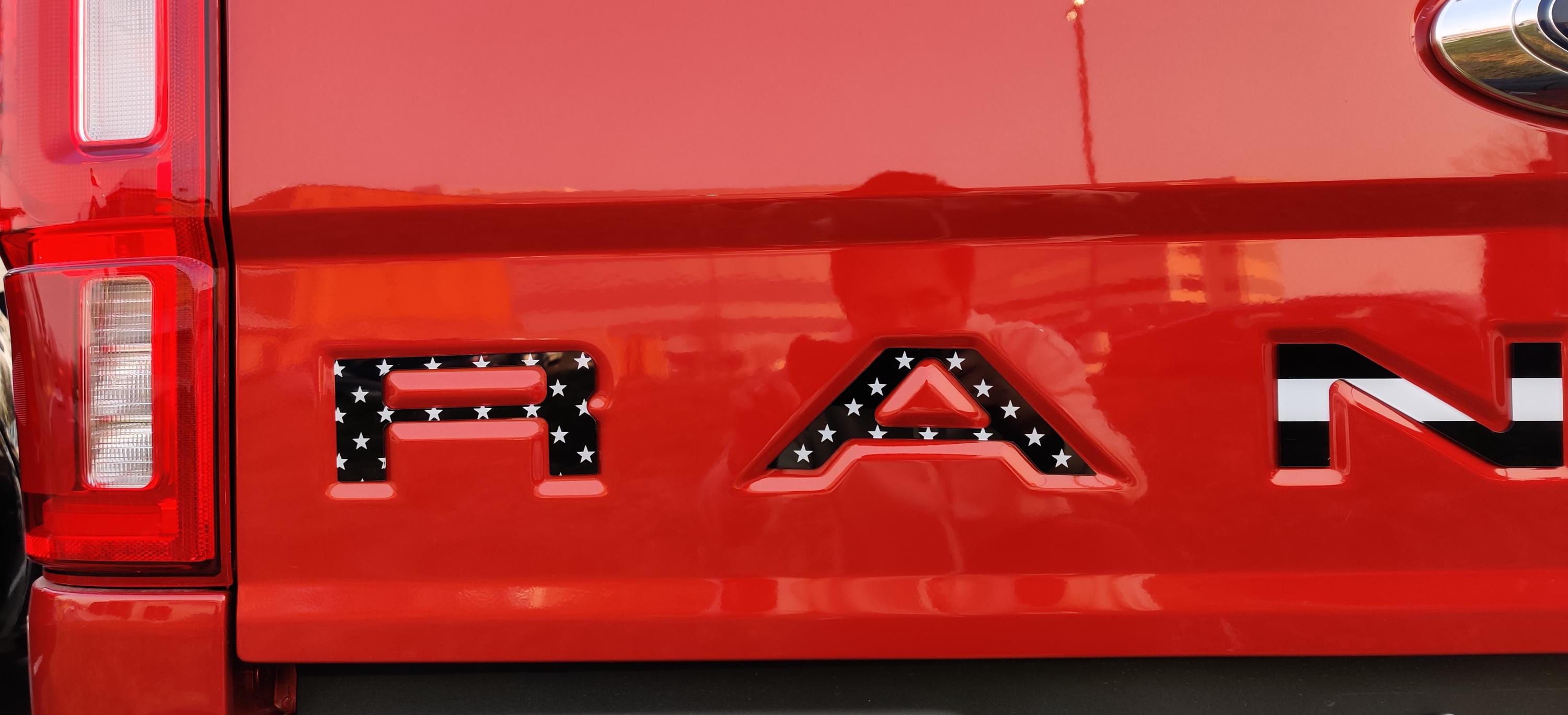 Black Flag Raised Tailgate Insert Letters Tailgate Letters Insert Plastic ABS Badge Fits 2019-2026 Ford Ranger Tailgate