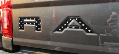 Black Flag Raised Tailgate Insert Letters Tailgate Letters Insert Plastic ABS Badge Fits 2019-2026 Ford Ranger Tailgate