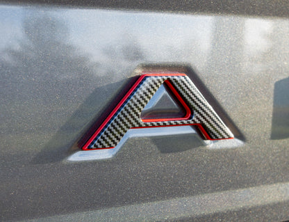 Black fiber with Red outline Raised Tailgate Insert Letters Tailgate Letters Insert Plastic ABS Badge Fits 2019-2023 Ford Ranger Tailgate