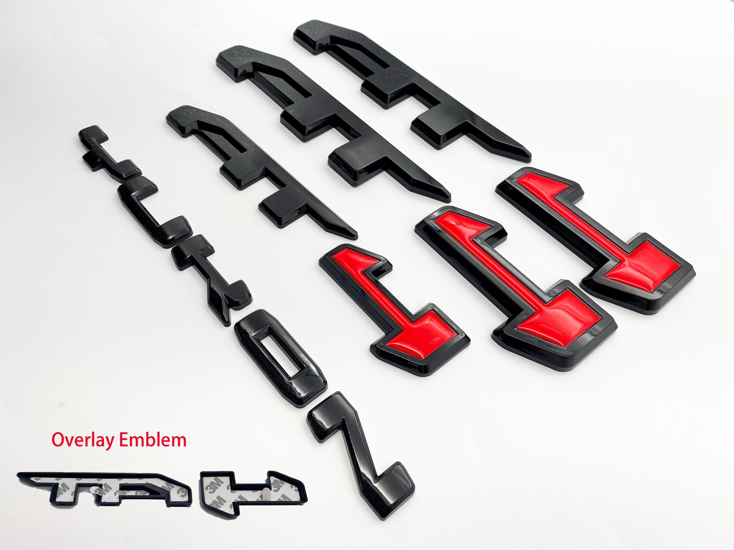 4Pcs Overlay Emblems Kit 2021-2025 Yukon AT4 Letters Emblem 3D Door Rear Nameplate