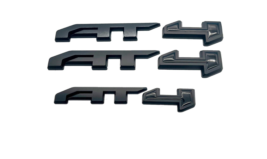 4Pcs Matte Black Overlay Emblems Kit 2021-2025 Yukon AT4 Letters Emblem 3D Door Rear Nameplate