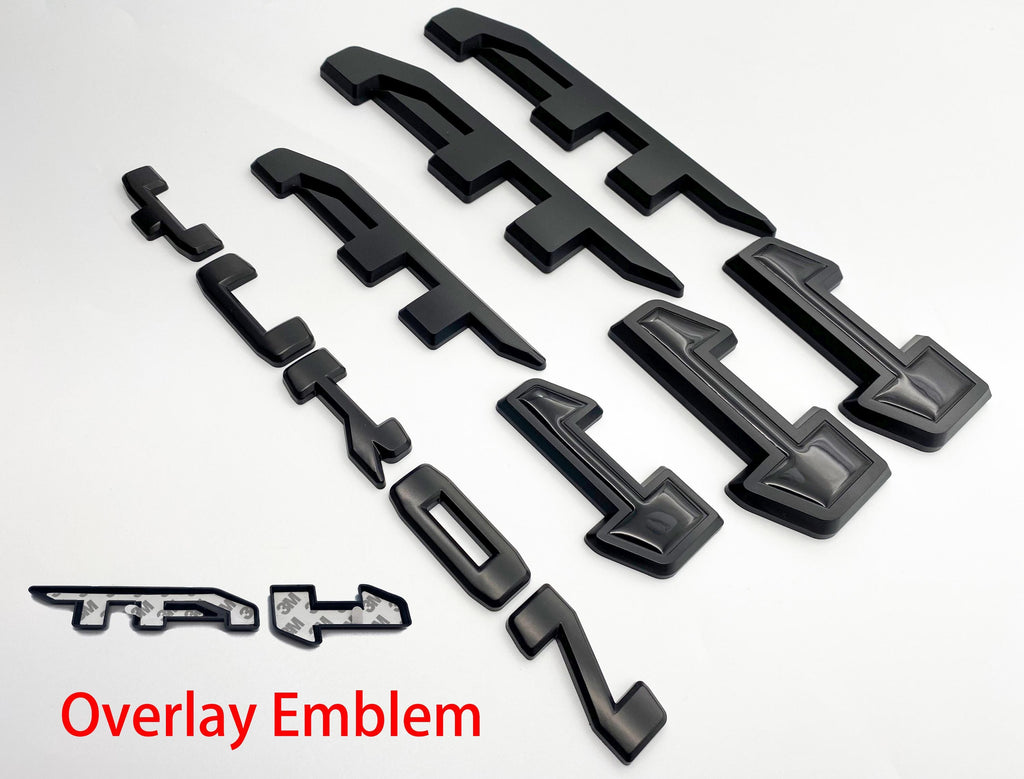 4Pcs Matte Black Overlay Emblems Kit 2021-2025 Yukon AT4 Letters Emblem 3D Door Rear Nameplate