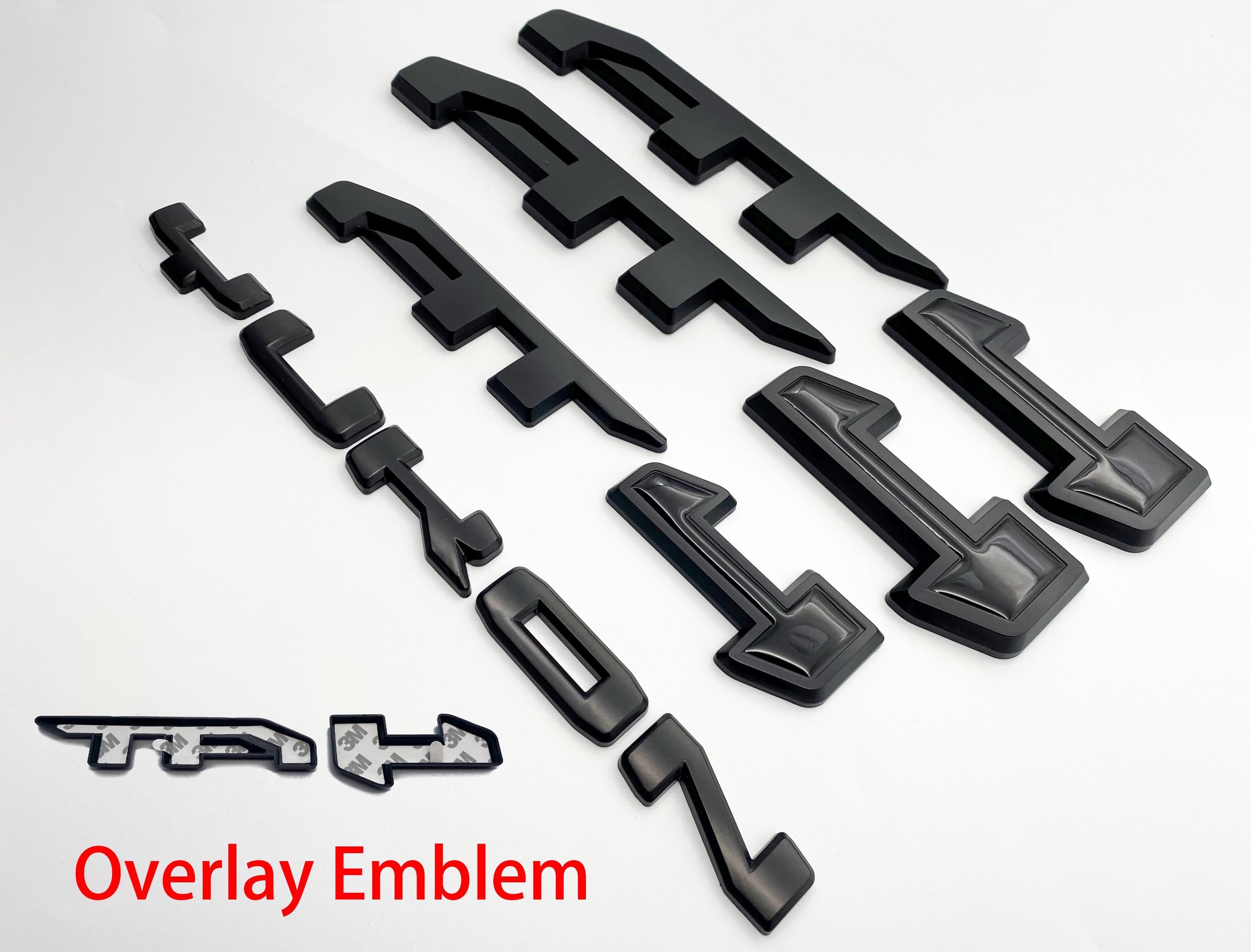 4Pcs Matte Black Overlay Emblems Kit 2021-2025 Yukon AT4 Letters Emblem 3D Door Rear Nameplate