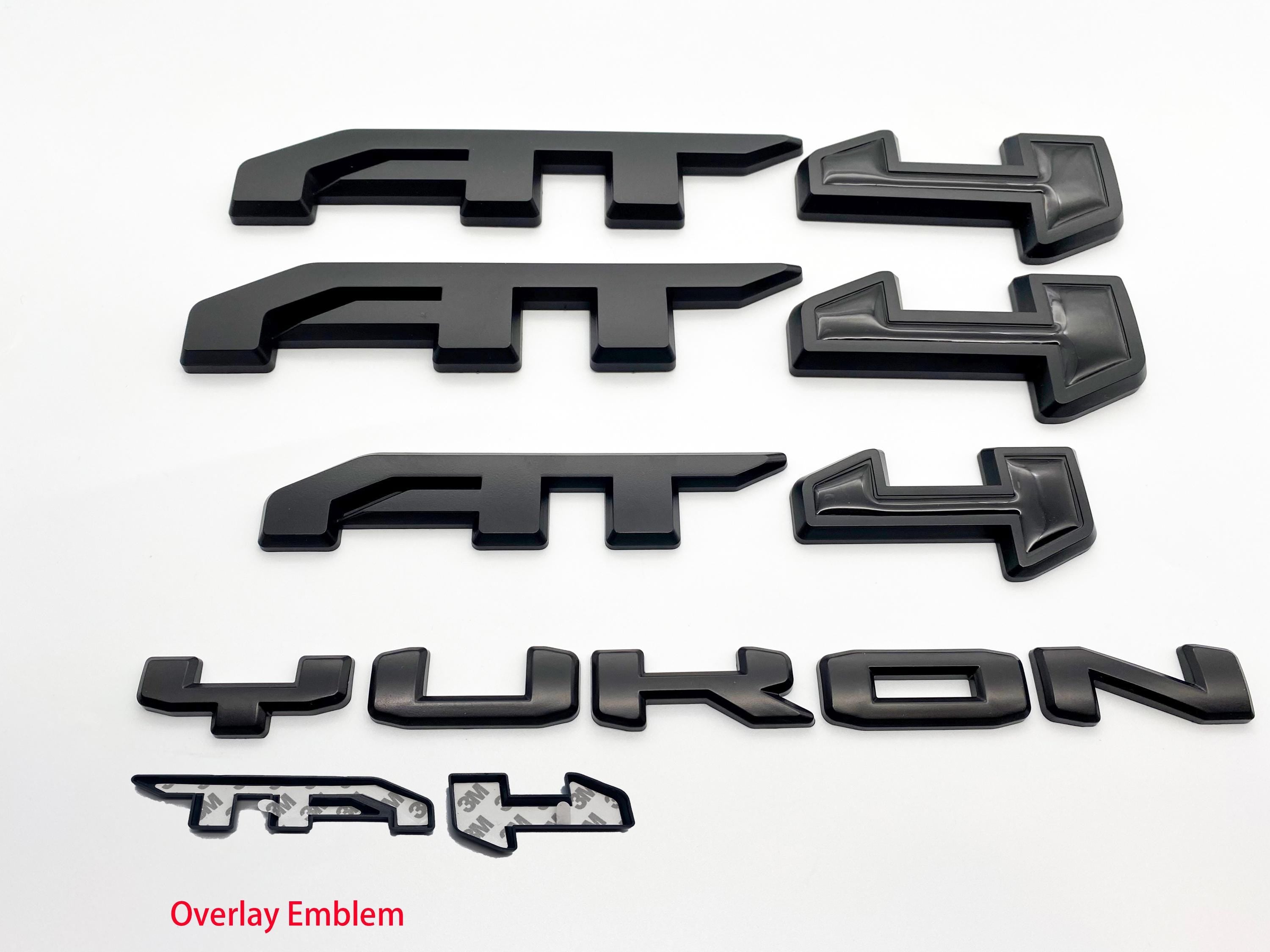 5Pcs Overlay Emblems Kit 2021-2025 Yukon AT4 Letters Emblem 3D Door Rear Nameplate