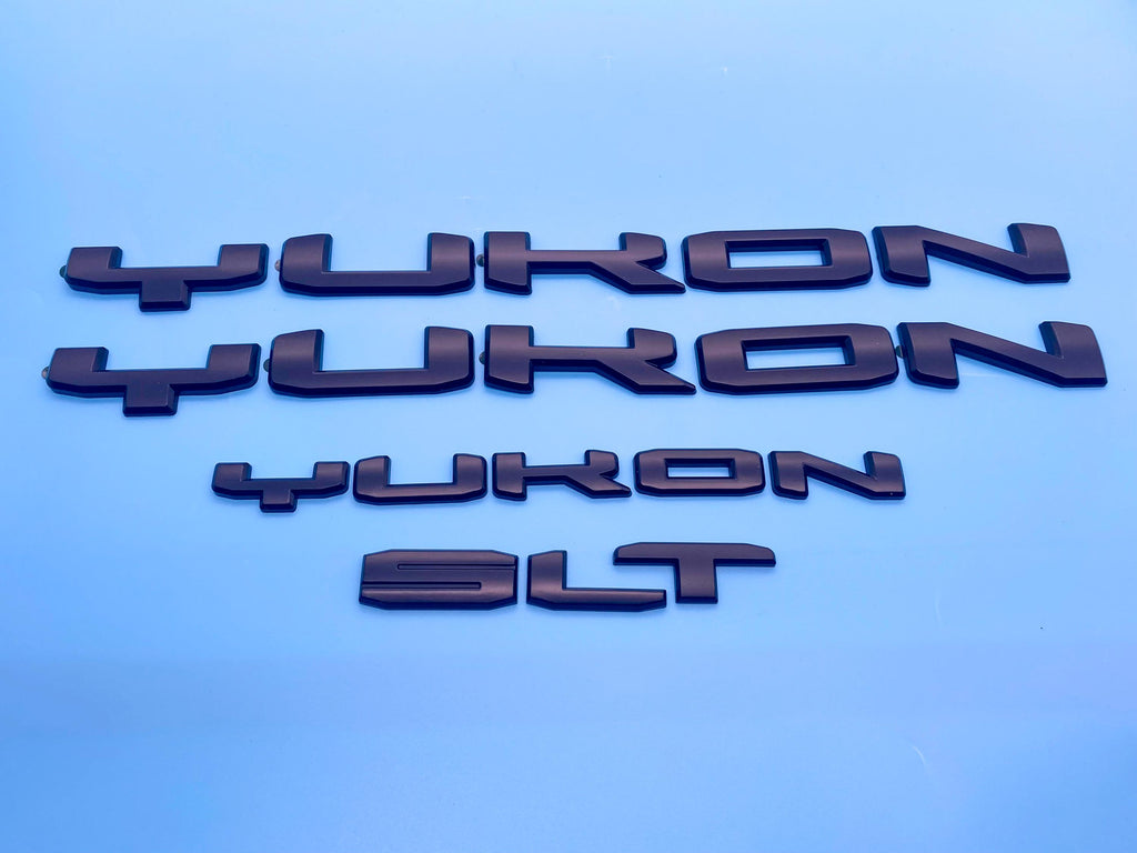 4Pcs Gloss Black Overlay Emblems Kit 2021-2025 Yukon SLT Letters Emblem 3D Door Rear Nameplate