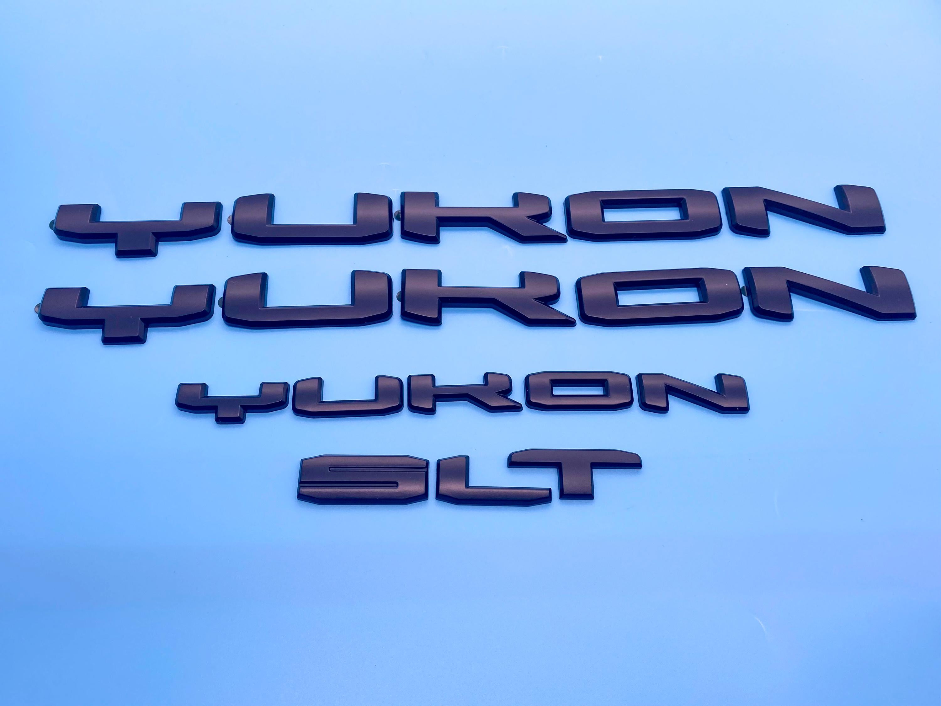 4Pcs Gloss Black Overlay Emblems Kit 2021-2025 Yukon SLT Letters Emblem 3D Door Rear Nameplate