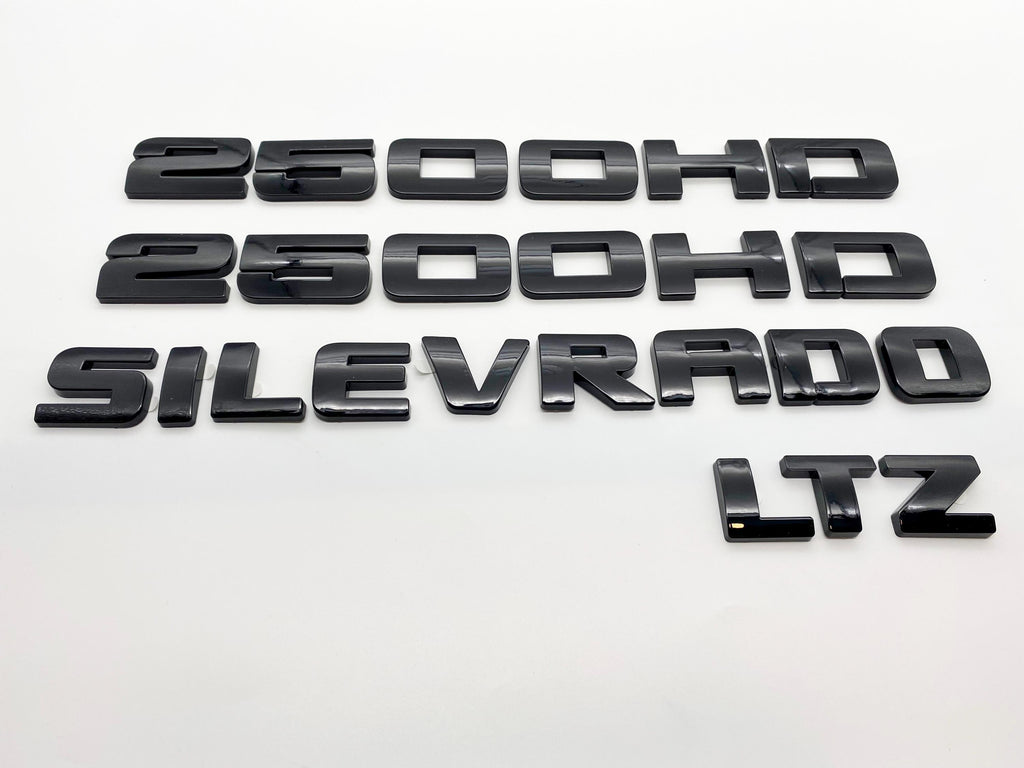 4Pcs Overlay Gloss Black Doors Rear Emblems Fit 2007-2018 Silverado Sierra 2500HD LTZ