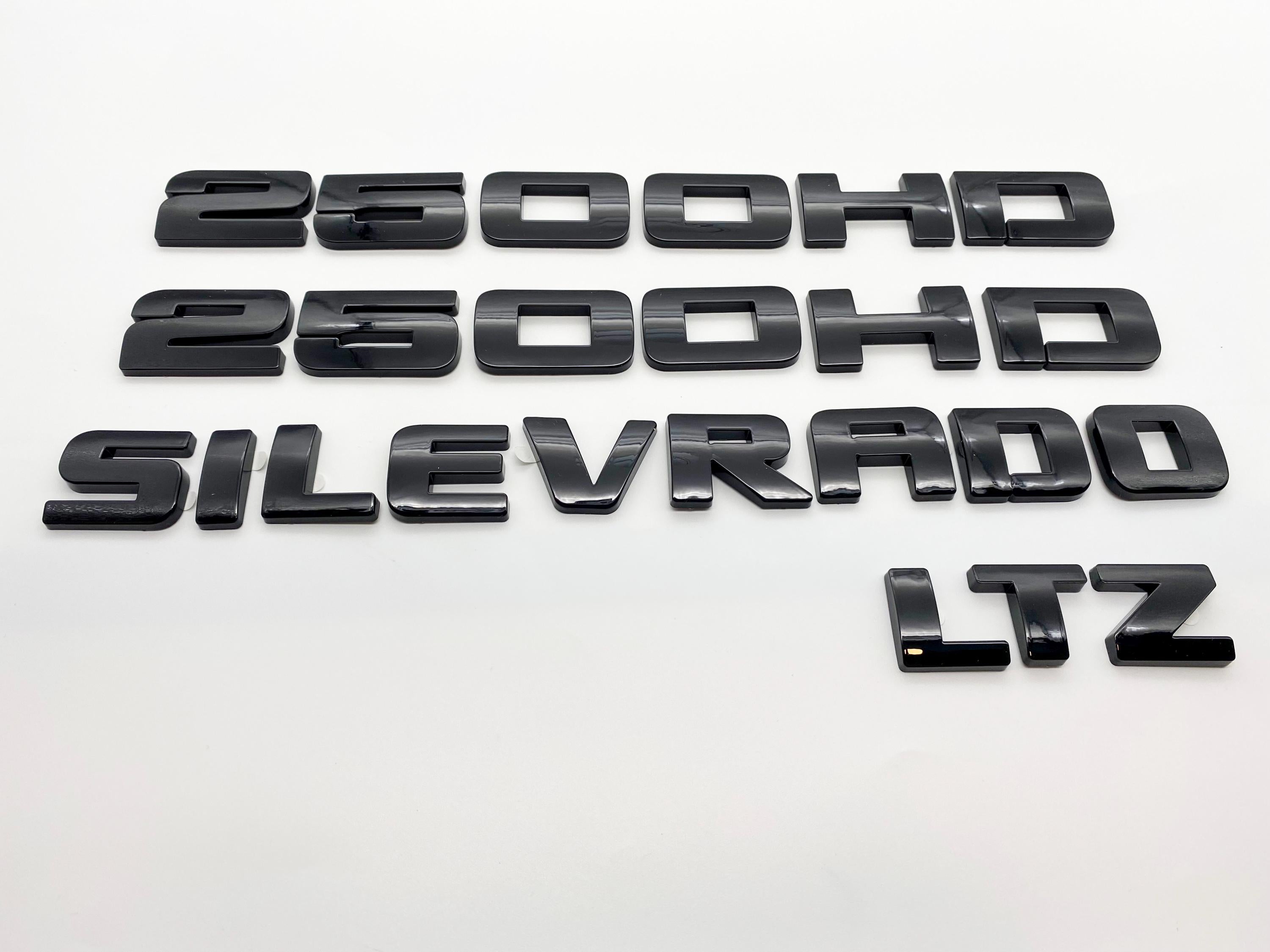 4Pcs Overlay Gloss Black Doors Rear Emblems Fit 2007-2018 Silverado Sierra 2500HD LTZ