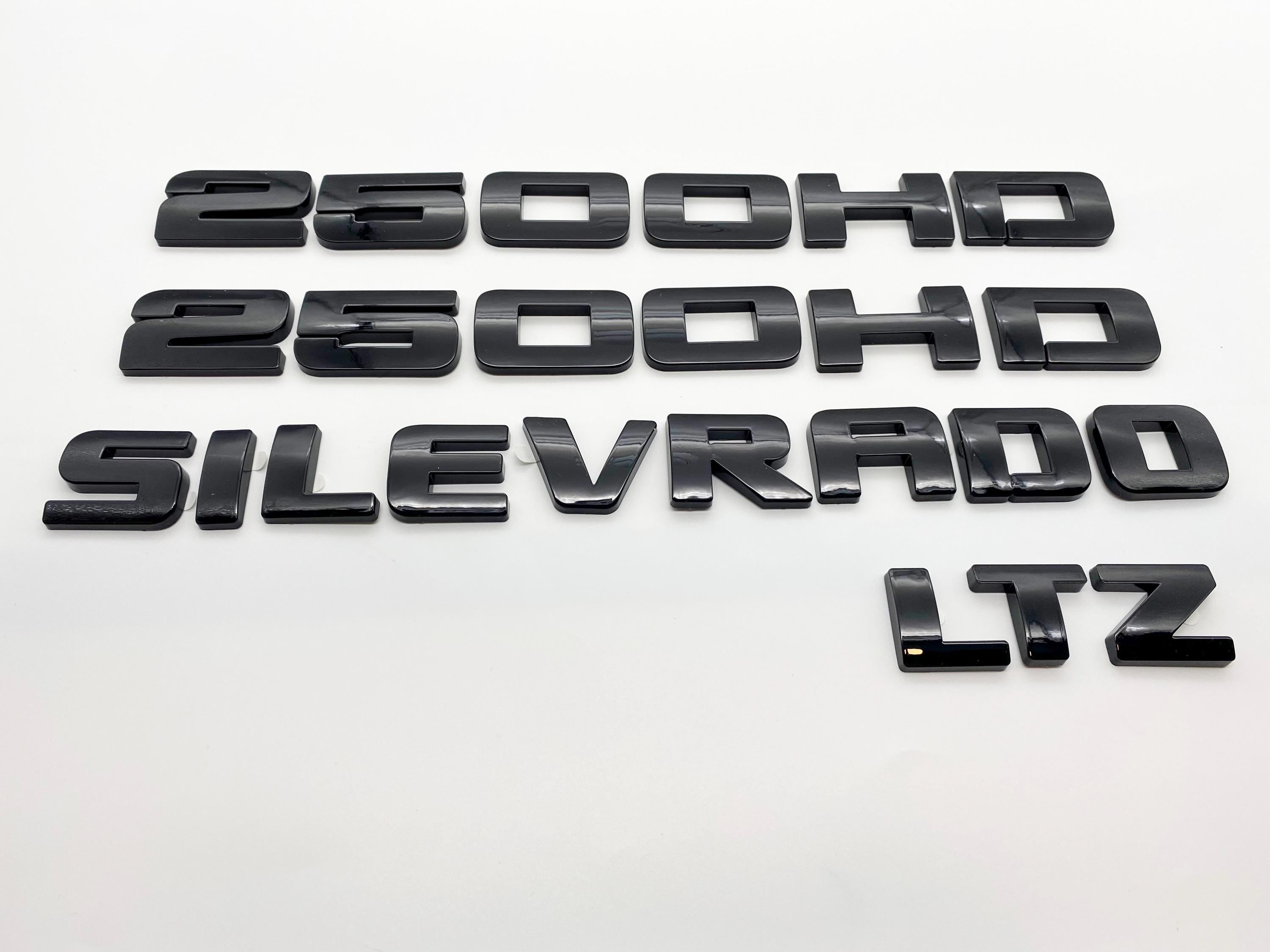4Pcs Overlay Gloss Black Doors Rear Emblems Fit 2007-2018 Silverado Sierra 2500HD LTZ