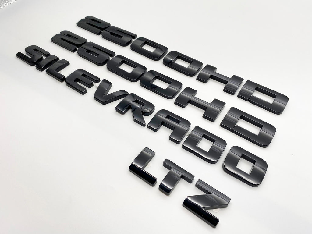 4Pcs Overlay Gloss Black Doors Rear Emblems Fit 2007-2018 Silverado Sierra 2500HD LTZ