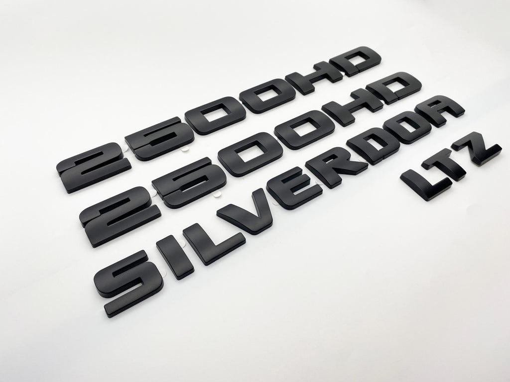 4Pcs Overlay Matte Black Doors Rear Emblems Fit 2007-2018 Silverado Sierra 2500HD LTZ