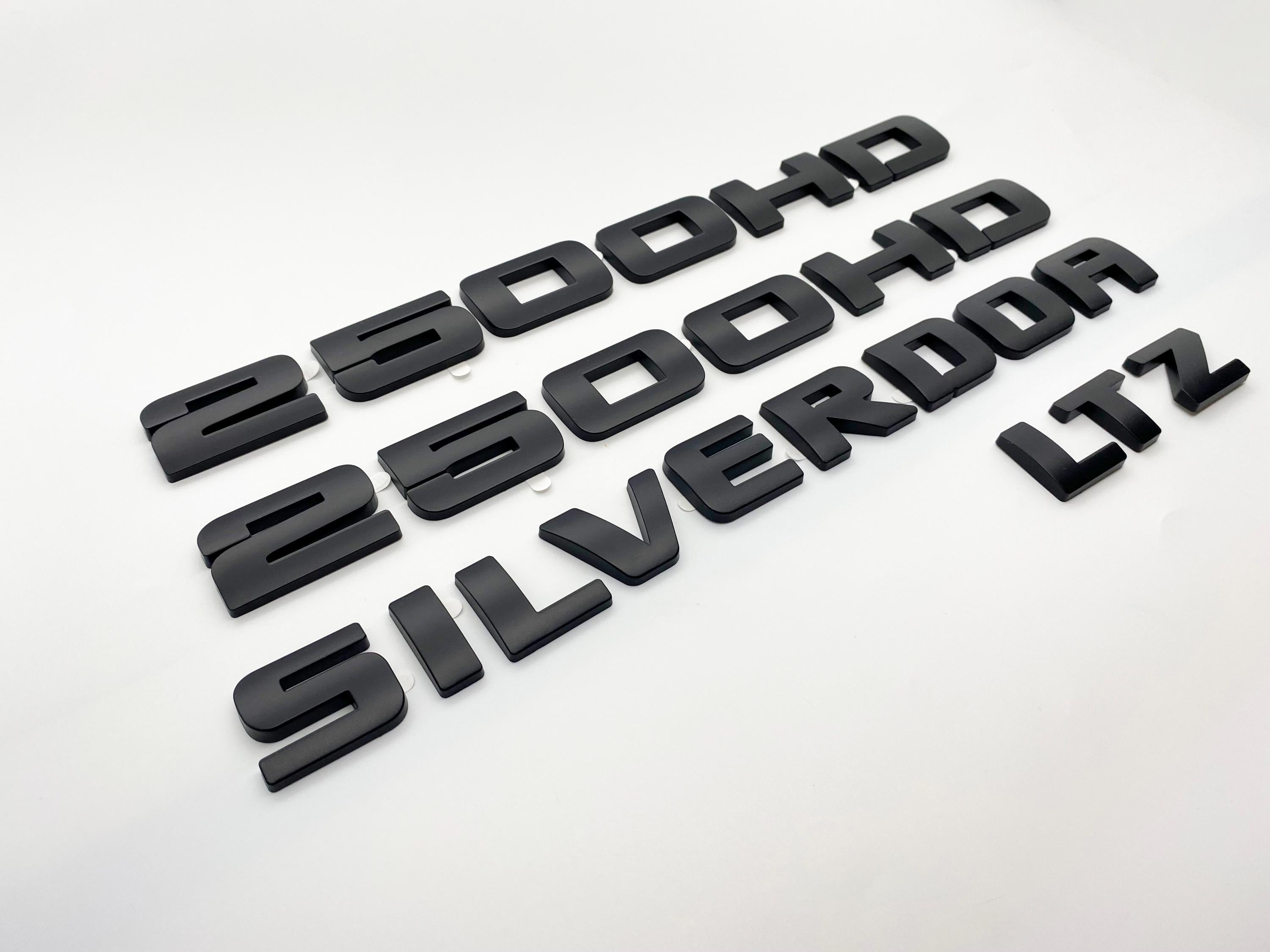 4Pcs Overlay Matte Black Doors Rear Emblems Fit 2007-2018 Silverado Sierra 2500HD LTZ
