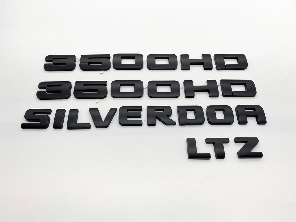 4Pcs Overlay Matte Black Doors Rear Emblems Fit 2007-2018 Silverado Sierra 3500HD LTZ