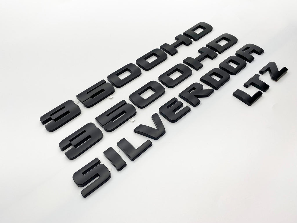 4Pcs Overlay Matte Black Doors Rear Emblems Fit 2007-2018 Silverado Sierra 3500HD LTZ