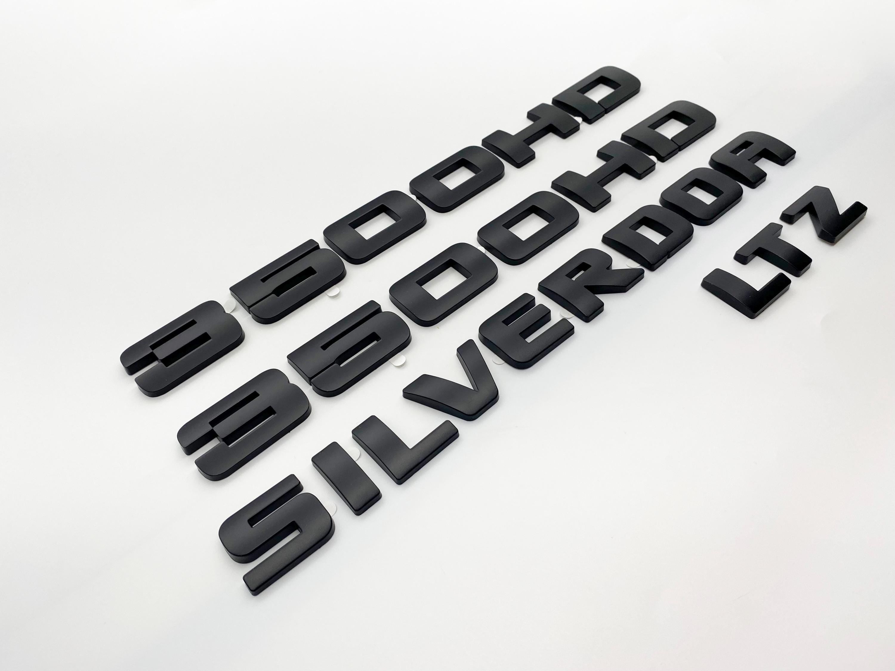 4Pcs Overlay Matte Black Doors Rear Emblems Fit 2007-2018 Silverado Sierra 3500HD LTZ