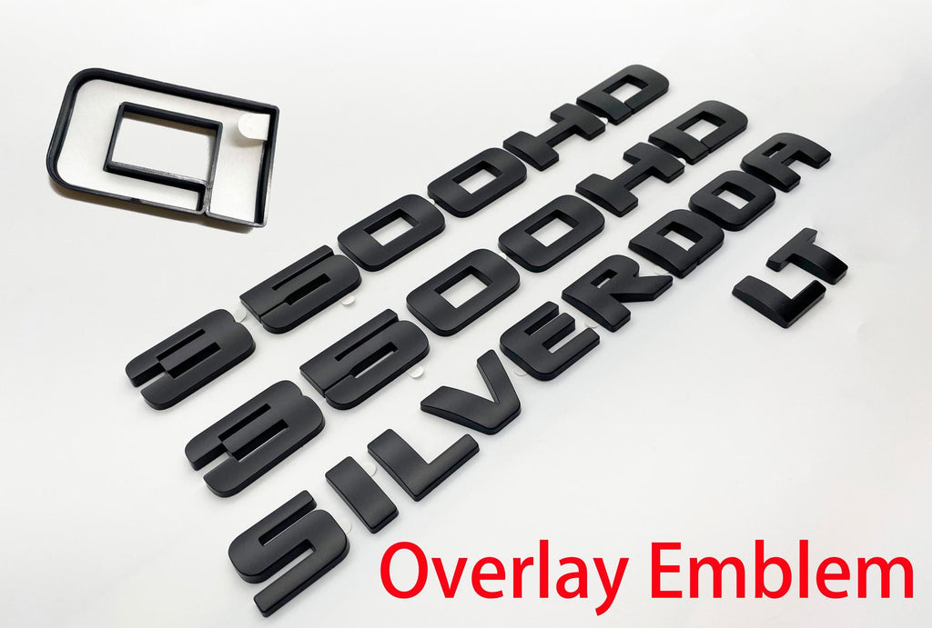 4Pcs Overlay Matte Black Doors Rear Emblems Fit 2007-2018 Silverado Sierra 3500HD LTZ