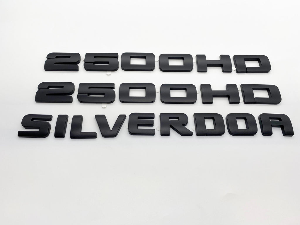 4Pcs Overlay Matte Black Doors Rear Emblems Fit 2007-2018 Silverado Sierra 3500HD LT