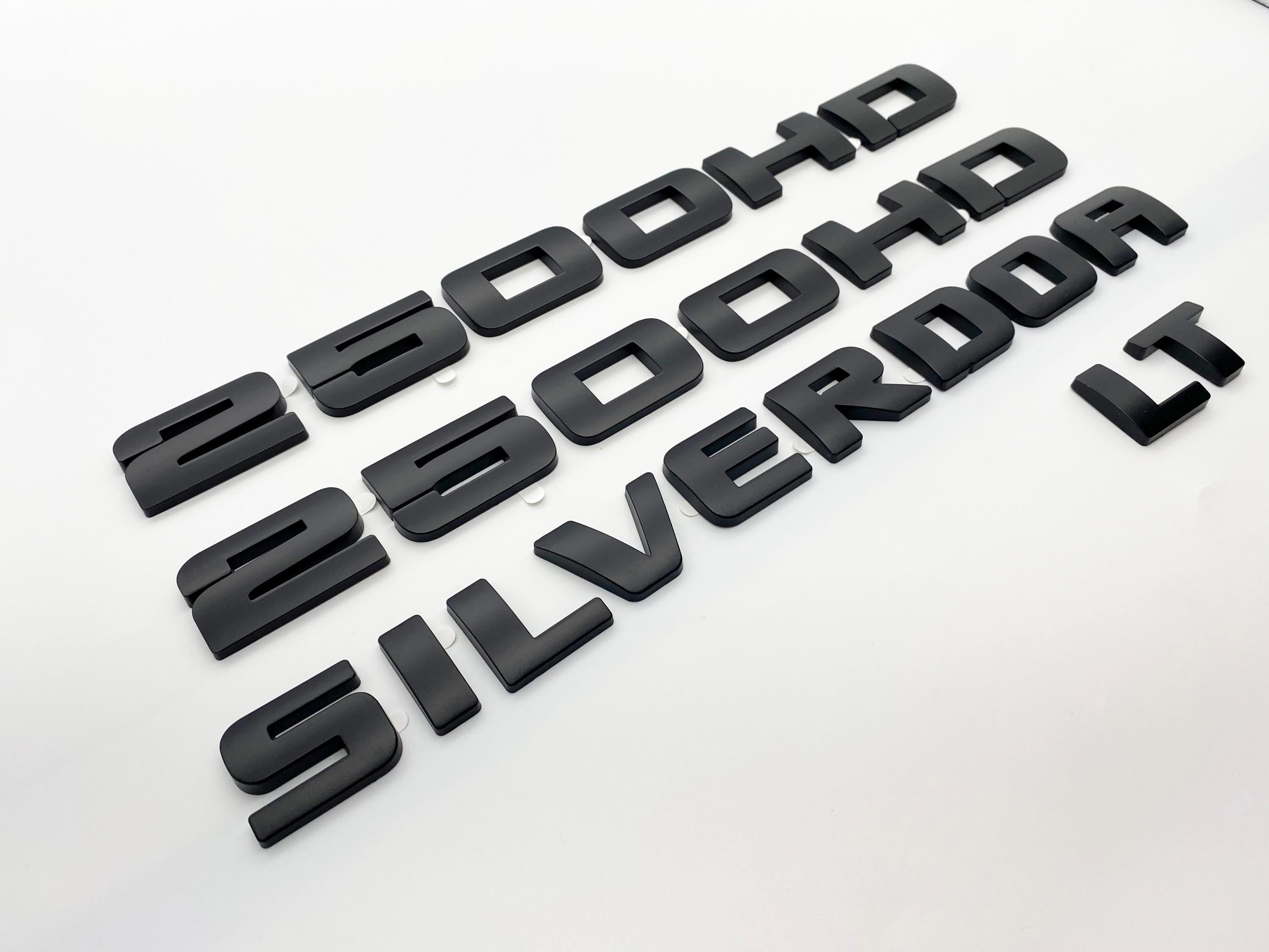 4Pcs Overlay Matte Black Doors Rear Emblems Fit 2007-2018 Silverado Sierra 3500HD LT