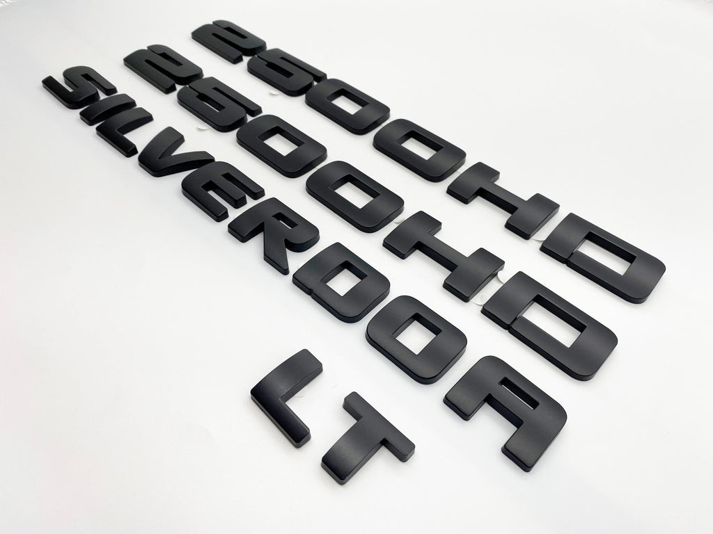 4Pcs Overlay Matte Black Doors Rear Emblems Fit 2007-2018 Silverado Sierra 3500HD LT