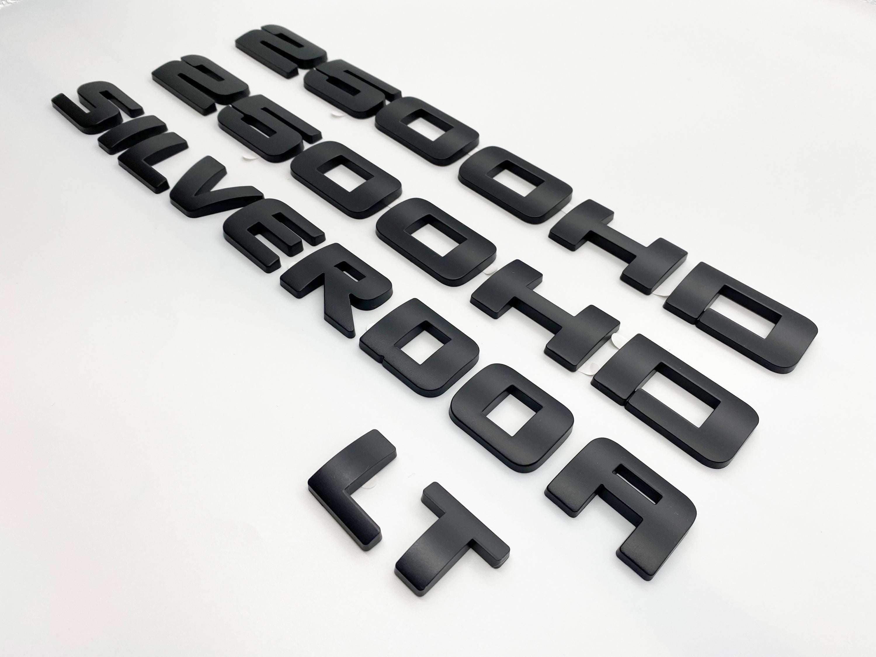 4Pcs Overlay Matte Black Doors Rear Emblems Fit 2007-2018 Silverado Sierra 3500HD LT