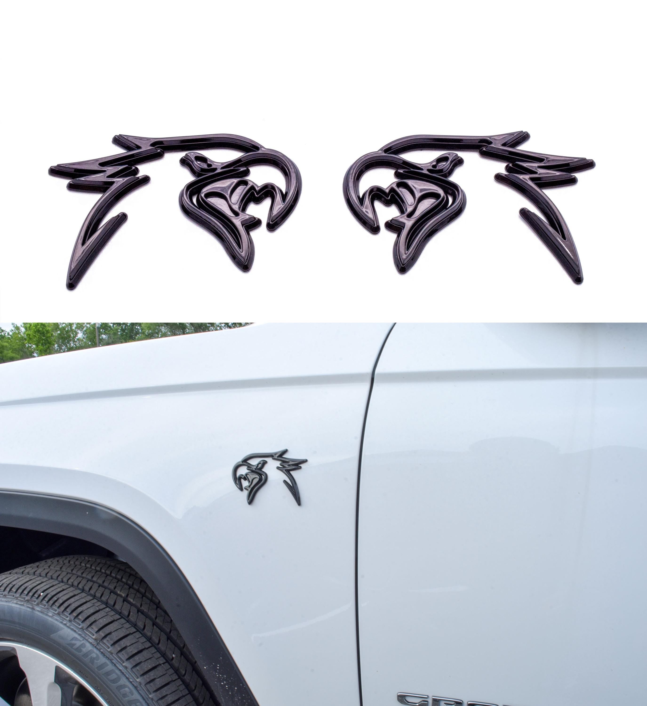 Double Layer Eagle Hawk Fender Badges Emblem 4x3in | 2-Pack Aggressive Fits Jeep Dodge Chrysler
