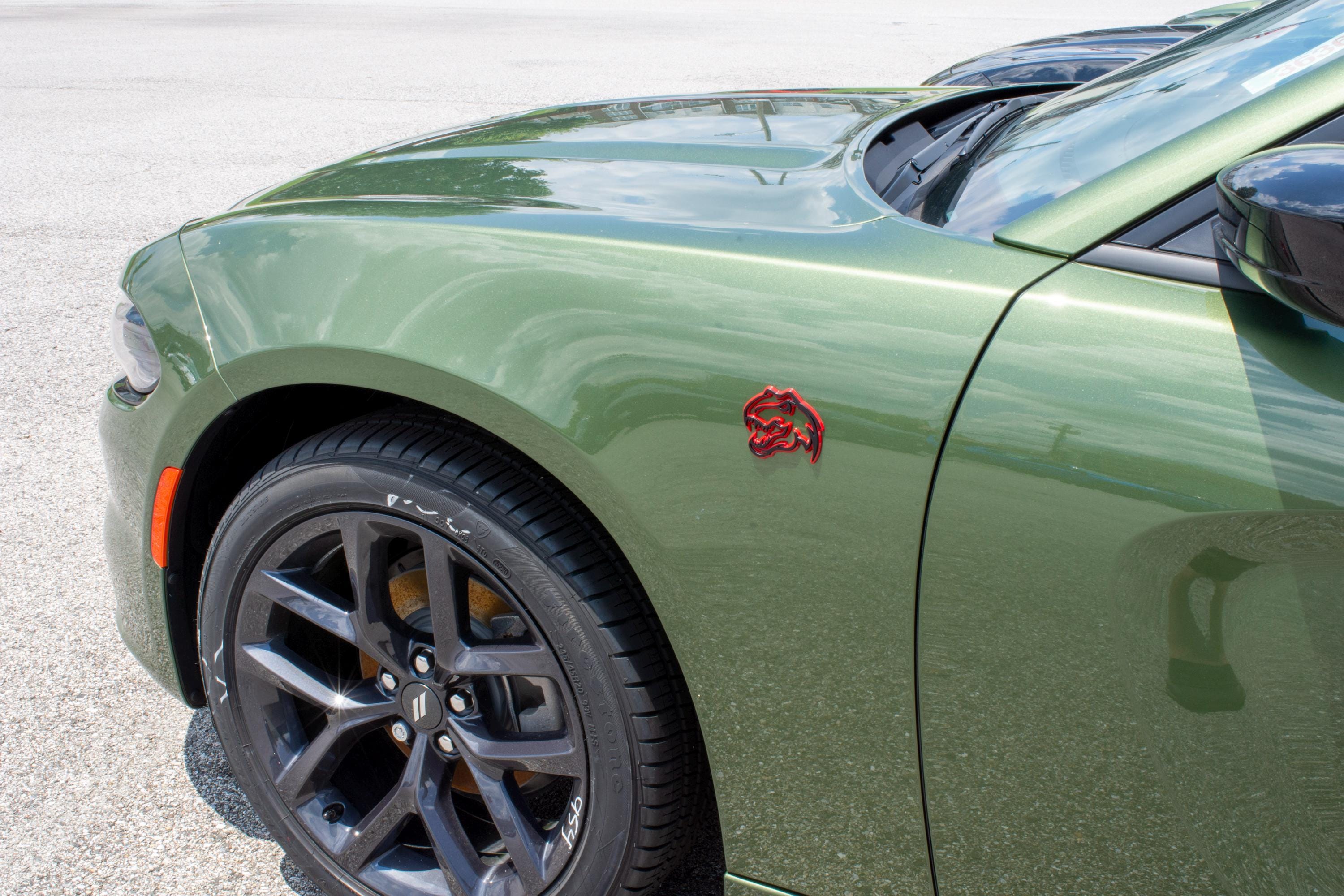 Black on Red Double Layer Dinosaur Fender Badges | Aggressive Raptor Design for F150, RAM 1500, and More | 2 Premium Badges